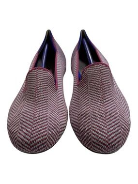 ROTHY’S Metallic Herringbone Loafers Flats Size 6 Pink Gray Slip On